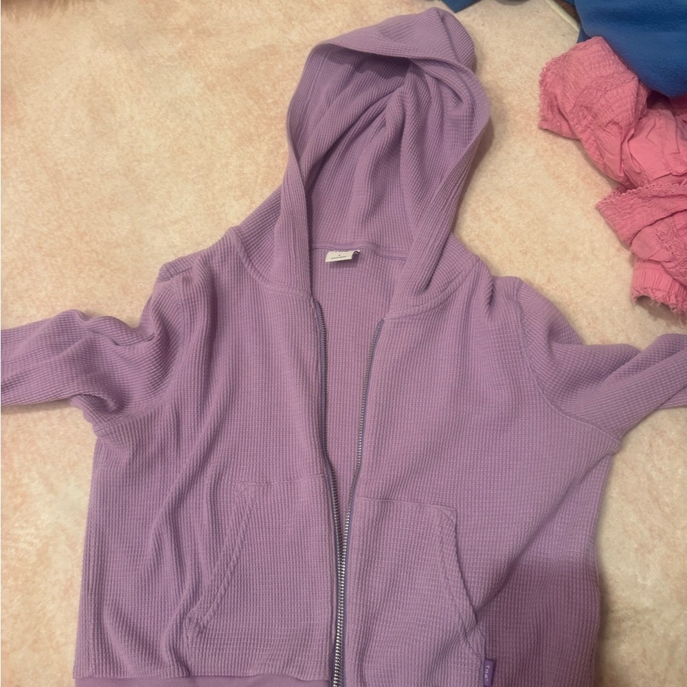 TNA cropped waffle zip